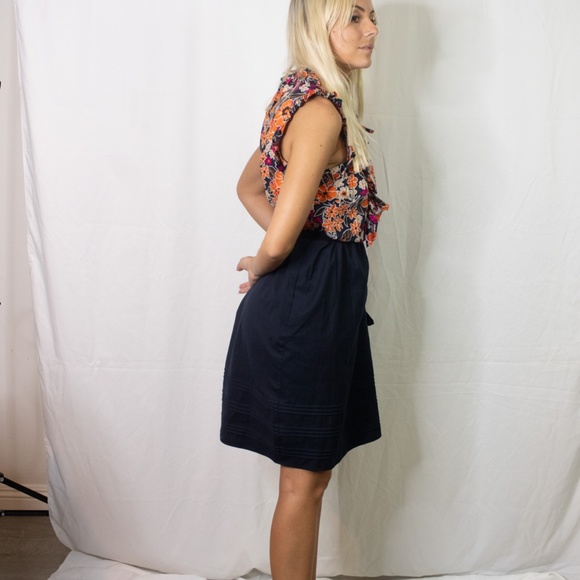 Girls of Savoy Orange Blue Floral Print Dress - Picture 5 of 10